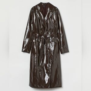 Hennes & Mauritz Liquid Vinyl Chocolate Brown Trench Rain Coat